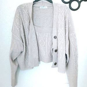 Arizona Beige Cropped Cardigan Set (XL) - NWT